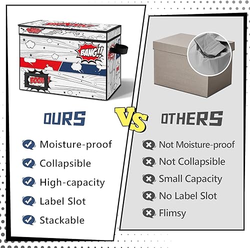 Miniatura 7 de REDSHELL Caja de almacenamiento de cómics con tapa adjunta, contenedores de almacenamiento de tela plegables con asas de 15 x 7.8 x 11.4 pulgadas,
