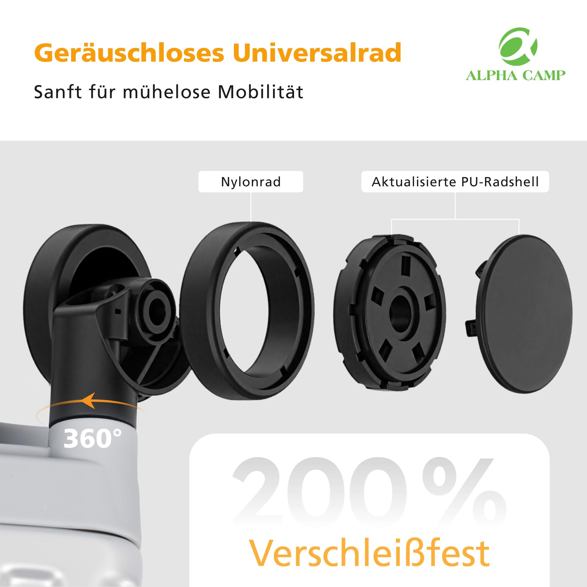 ALPHA CAMP Kofferset M L XL Reisekoffer TSA Schloss Groß 3tlg mit Rollen | Hartschalenkoffer Polycarbonat Suitcase Aluminium Rahmen Koffer Set Handgepäck Silber Mittelgroß Rollkoffer Flugreisen
