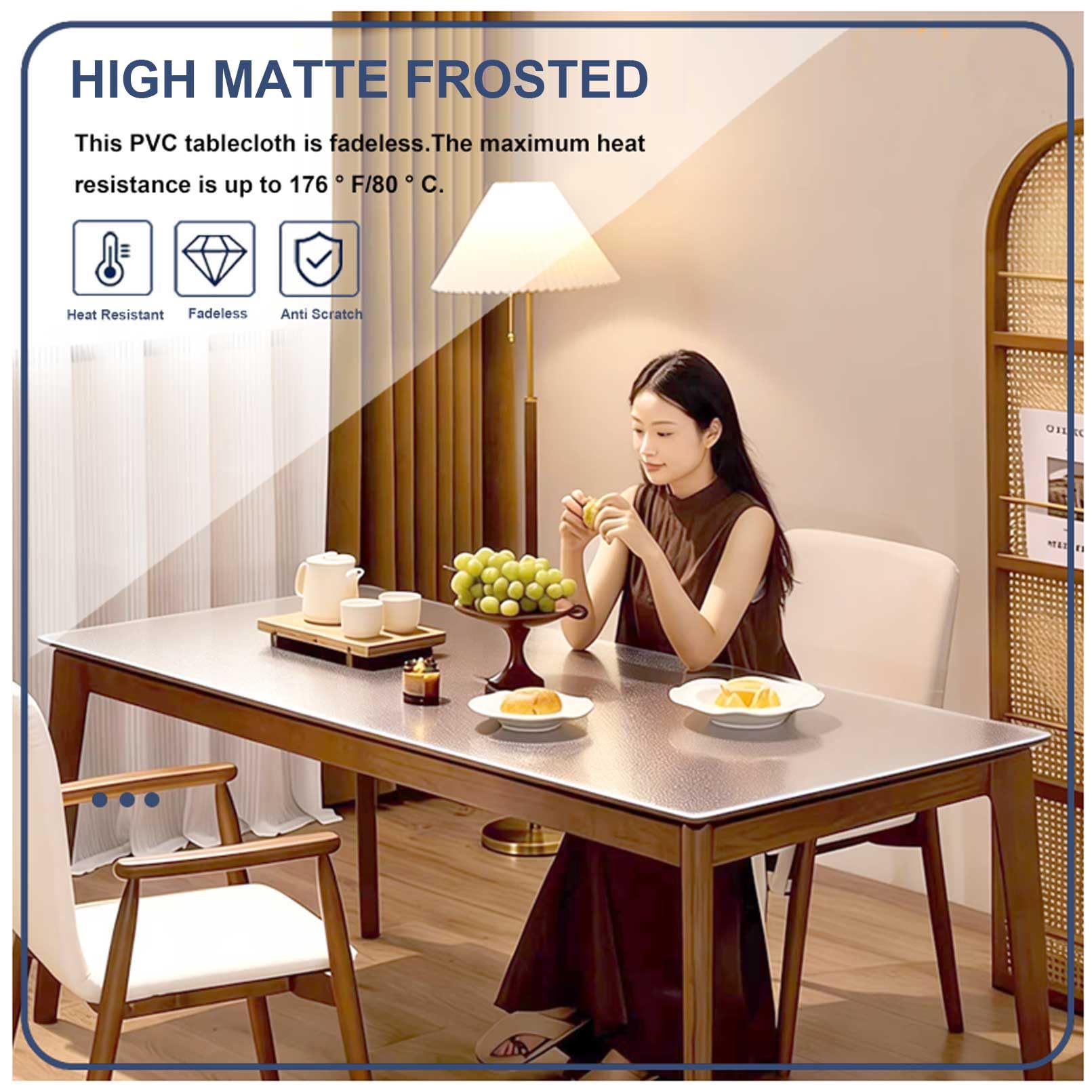 Manteles individuales de plástico transparente esmerilado de 22 x 54 pulgadas, protector de mesa de vinilo para comedor, cocina, oficina, mesa de pintura, estantes, resistentes al calor