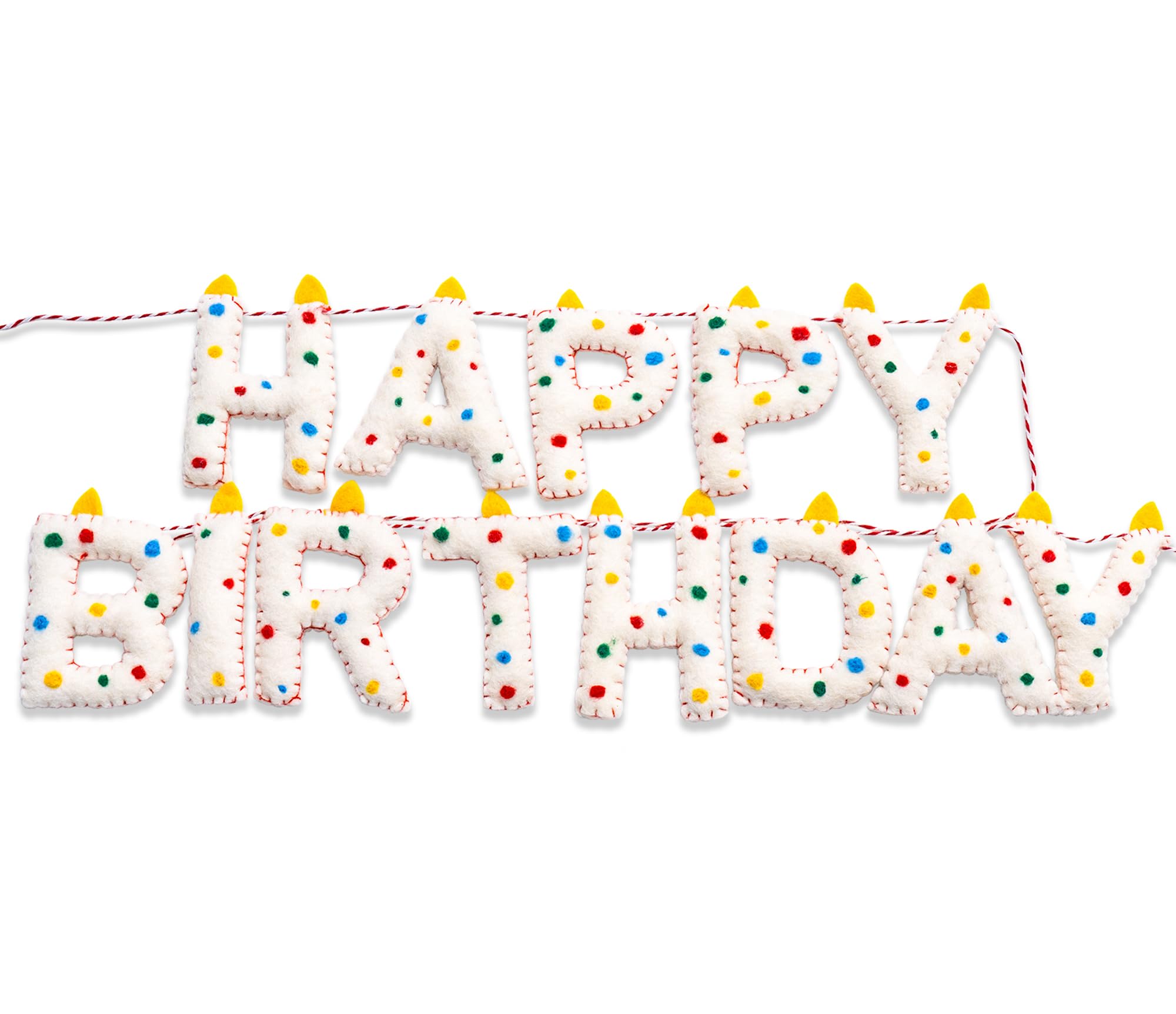 Pre-Strung Happy Birthday Banner Handmade Wool Felt HAPPY BIRTHDAY Garland, Reusable Rainbow Party Decorations,Personalized Holiday Sign for Kids