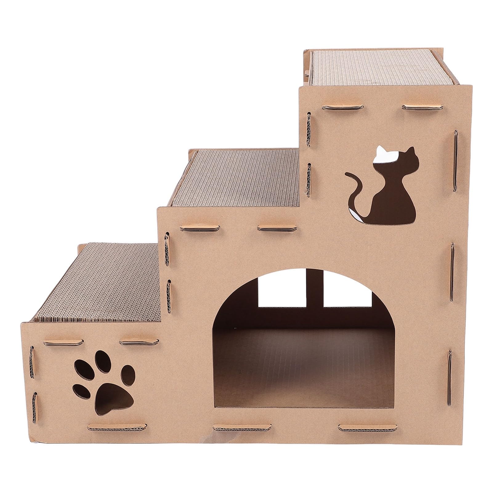 Casa per Gatti in Cartone Grande con Tiragraffi