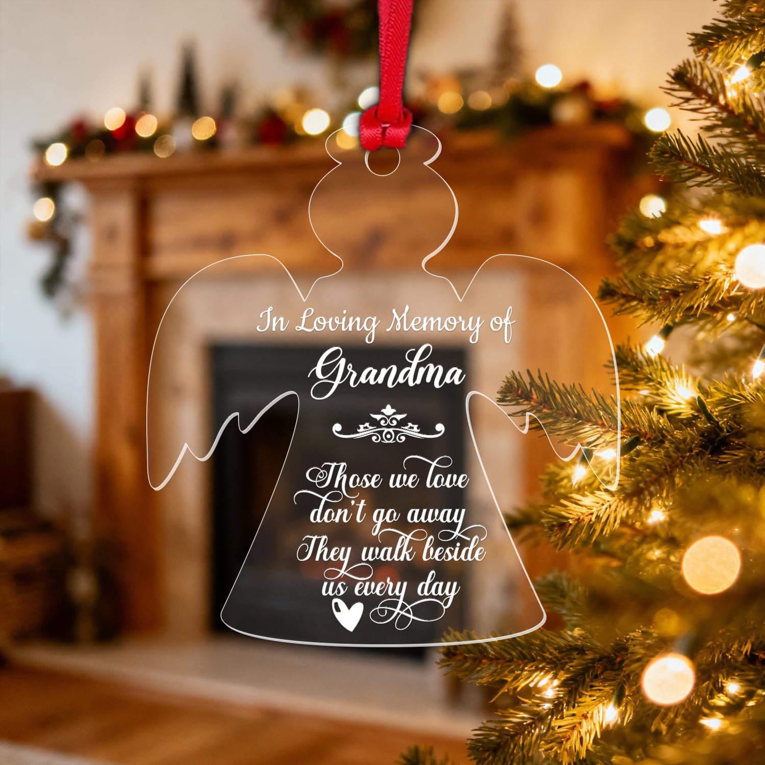 Personalised Name Memorial Christmas Bauble Xmas Tree Angel Remembrance Poem Gift