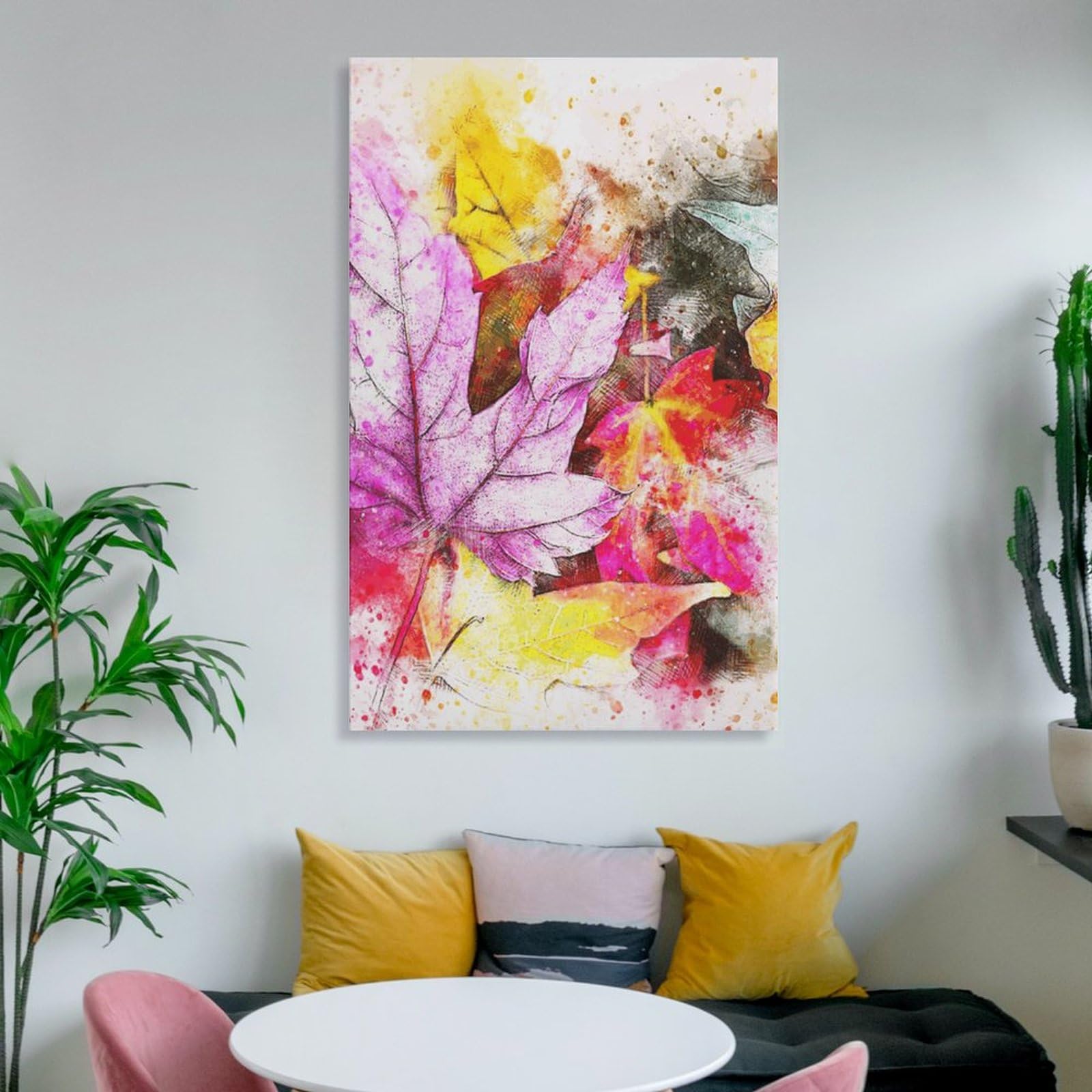 Amazon.co.jp: アート 楓の葉 水彩 アートパネル ウォールアート