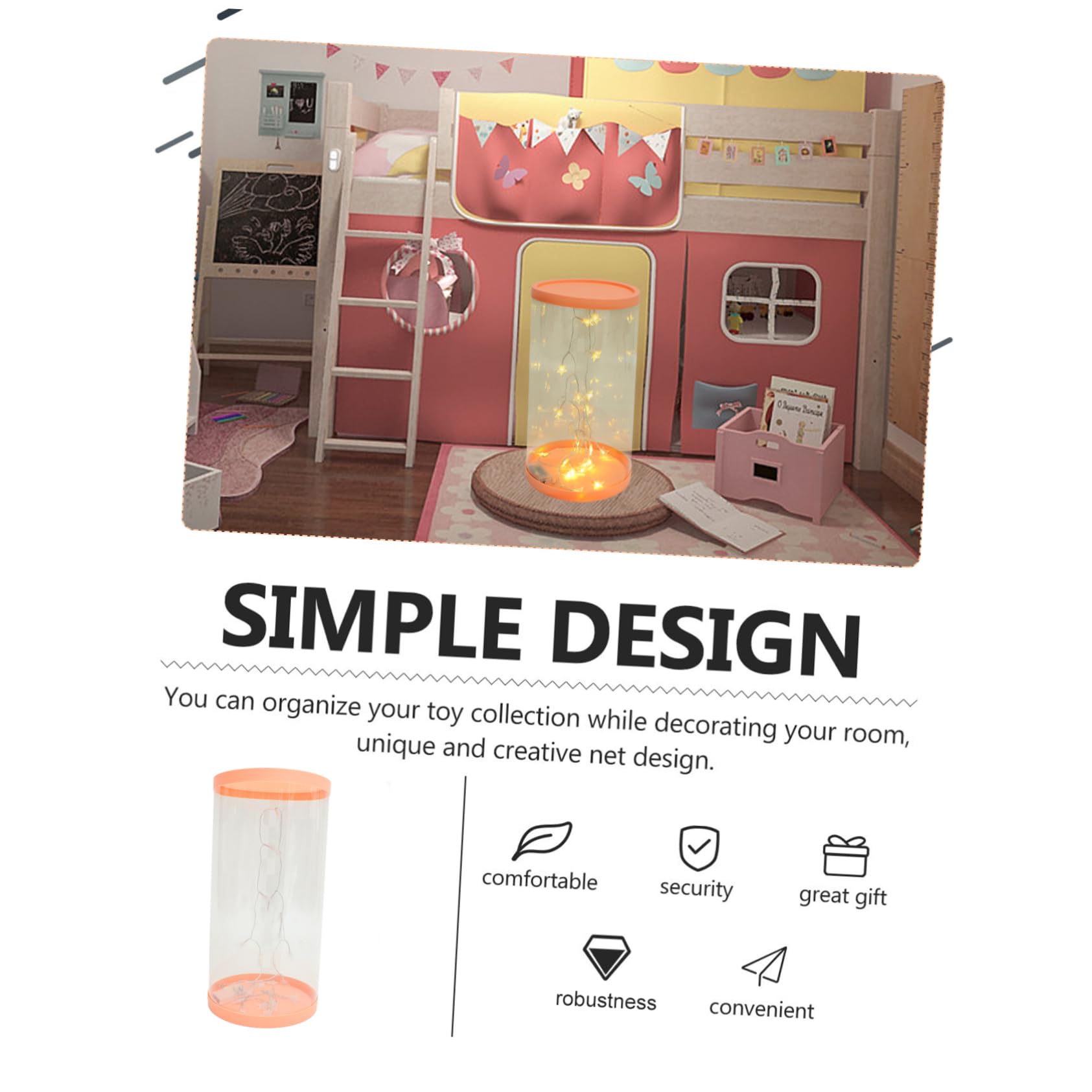 ibasenice 1juego Cubo De Almacenamiento Transparente Para Diseño Cilíndrico Para Juguetes y Decoración Infantil Diámetro Luz Led