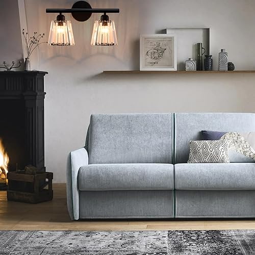 Miniatura 7 de TISLYCO Apliques de pared de 2 luces, lámpara de tocador moderna sobre el espejo, aplique de pared de cristal negro para pasillo, entrada, baño, 2