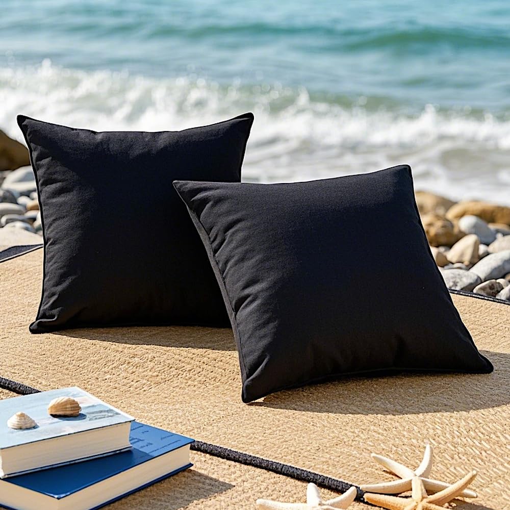 Amazon.com: FEVERQIYI Waterproof Outdoor Black Pillow Covers