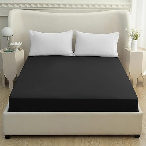 Miniatura 2 de Mocassi - Sábana bajera ajustable de tamaño Queen, fresca, profunda caída lateral de hasta 16 pulgadas, 1800 hilos, suave, resiste arrugas, una