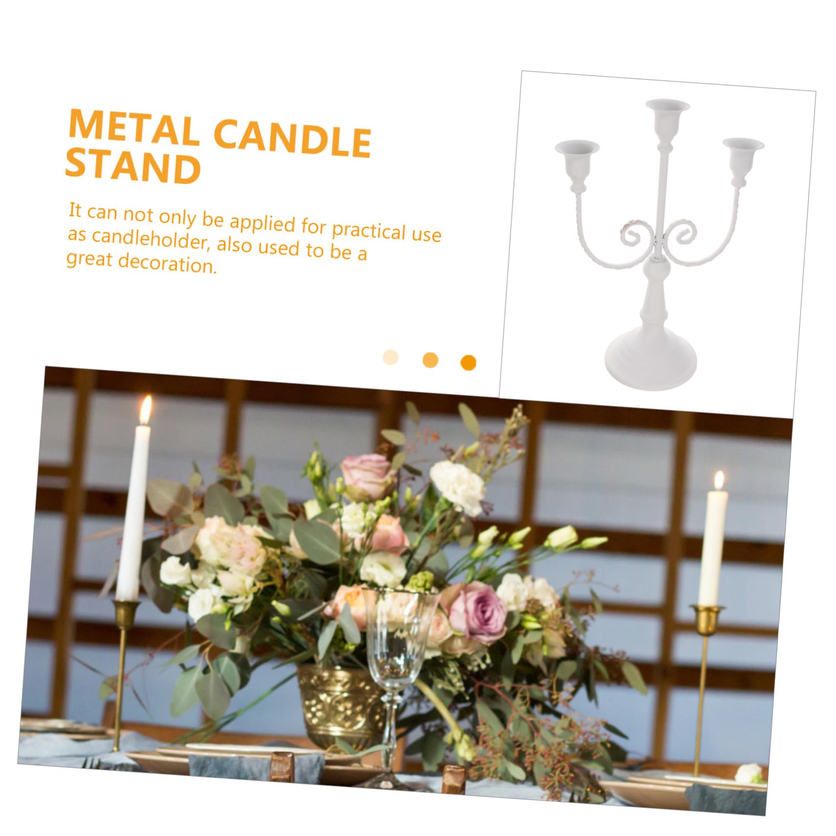 Candelabro de Hierro Europeo de 3 Brazos, Decoración Delicada para Hogar y Eventos, Adecuado para Centro de Mesa en Inauguraciones y Regalos