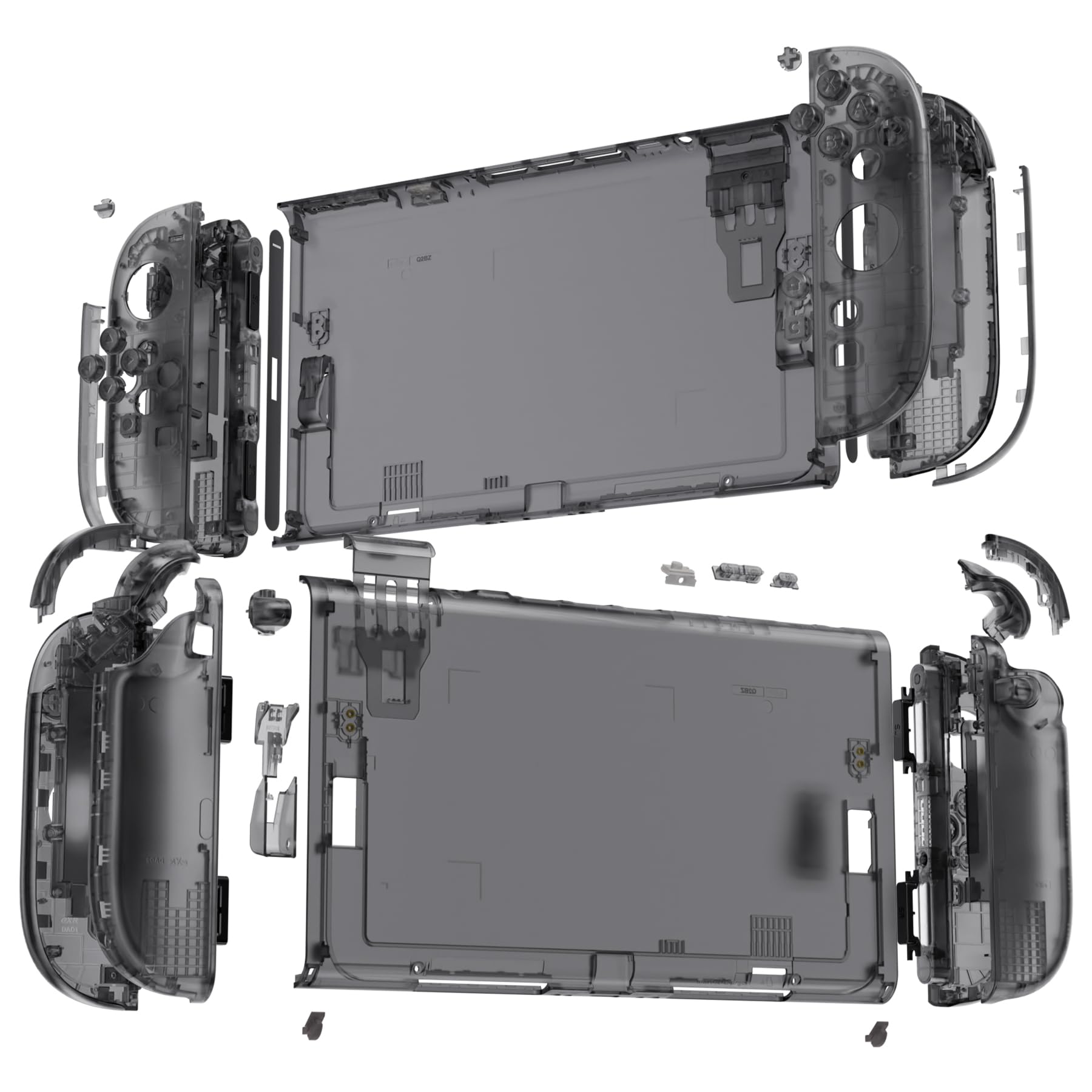 eXtremeRate Coque pour Switch 2 Joycon avec Ensemble Complet de Boutons & Coque Plaque Arrière pour Nintendo Switch 2,Accessoires de Remplacement DIY-Noir Transparent