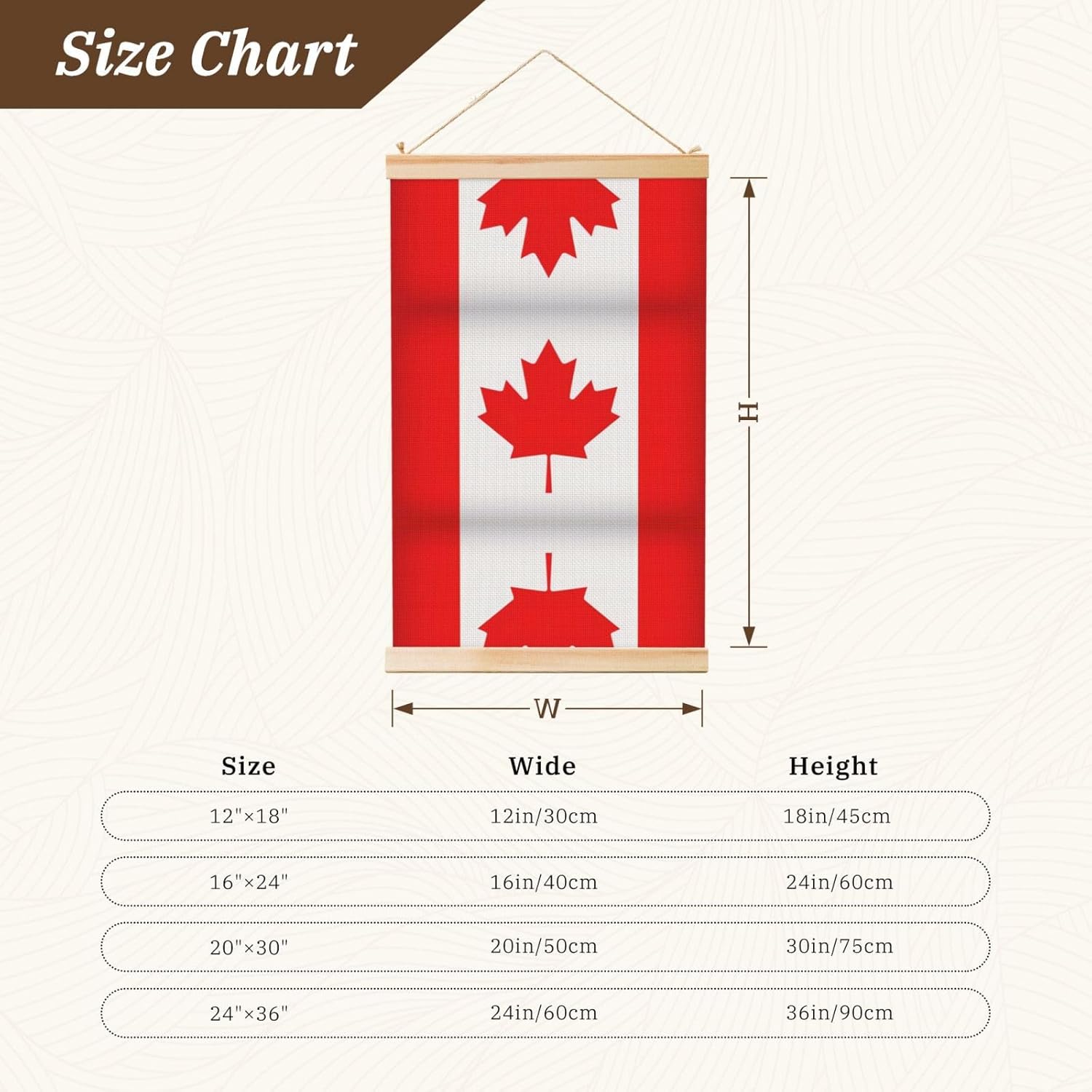 Canadian Flag Print Poster Hanger,Hanging Poster, Poster Frame,Wood Poster Hanger, For Wall Hanging