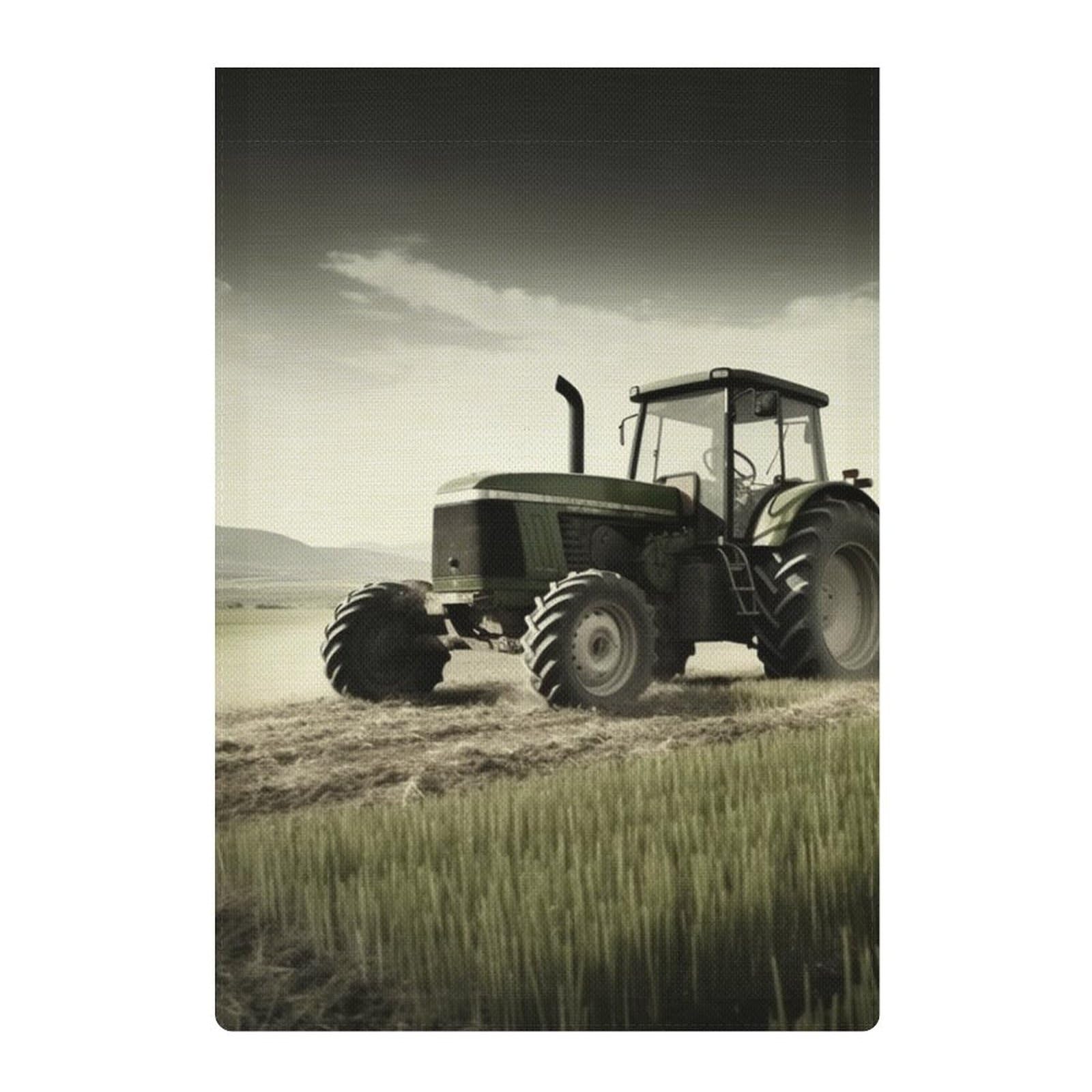 FLAGMEUP8386 Lustige Traktor Gartenflagge – Doppelseitig, Kaffee & Farm Design, 30,5x45,7 Cm