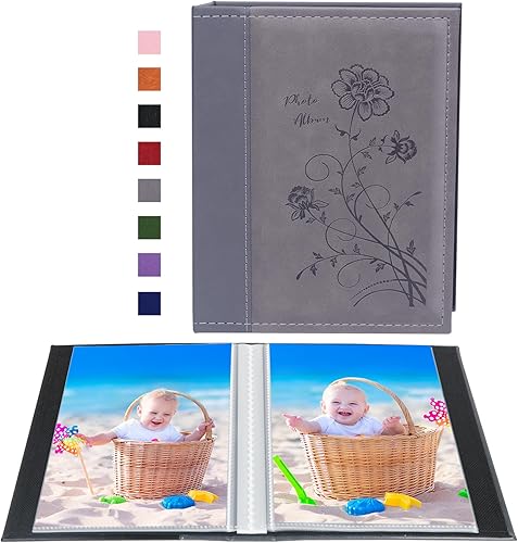 Artmag Álbum de fotos de 5 x 7 pulgadas, páginas transparentes, con bolsillos, cubierta de cuero, libro deslizante para álbum de fotos, con