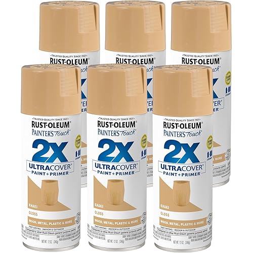 Rust-Oleum 249103-6PK Painter's Touch 2X Ultra Cover Spray Paint, 12 oz, Gloss Khaki, 6 Pack