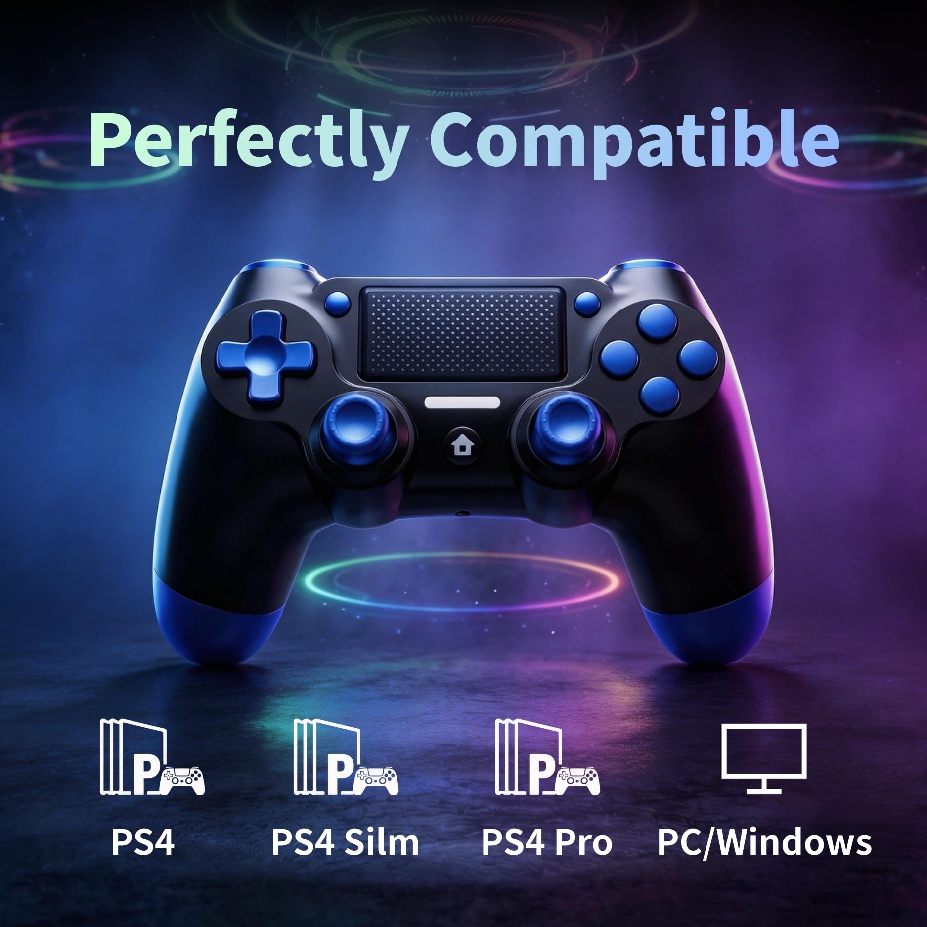 Mando Inalámbrico para PS4, Joystick Controlador para PS4/Slim/Pro/PC, con Clavija de Audio, Vibración y Seis Ejes, Panel Táctil