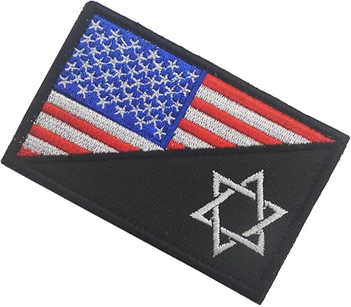 Miniatura 5 de Parches bordados de la bandera de Estados Unidos e Israel  Israel Jewish Star of David Flags Tactical Militar Moral Emblema Brazalete Insignias