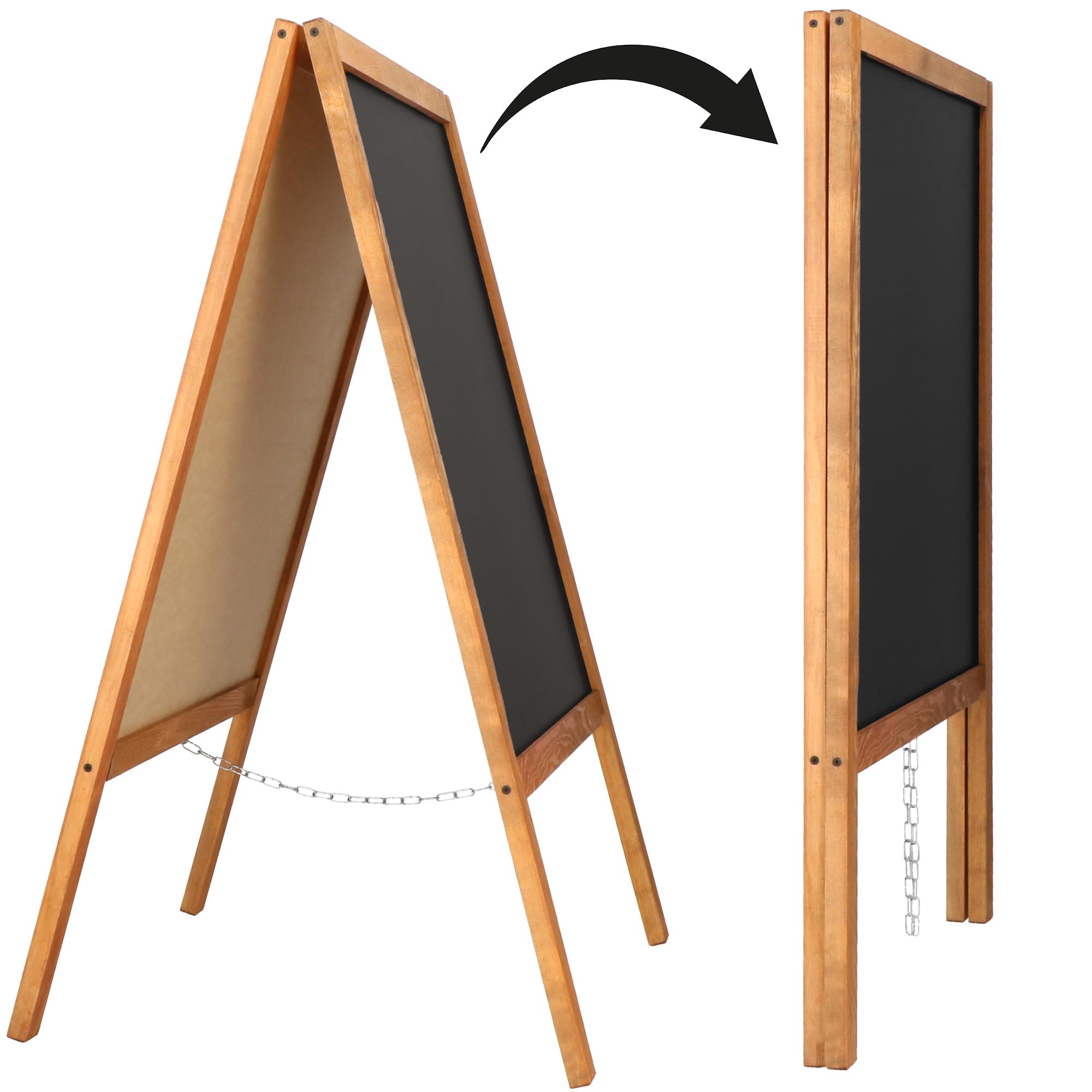SPRINGOS Kundenstopper - Pizarra publicitaria para aceras, 100 x 60 cm, soporte de madera, pizarra para restaurante