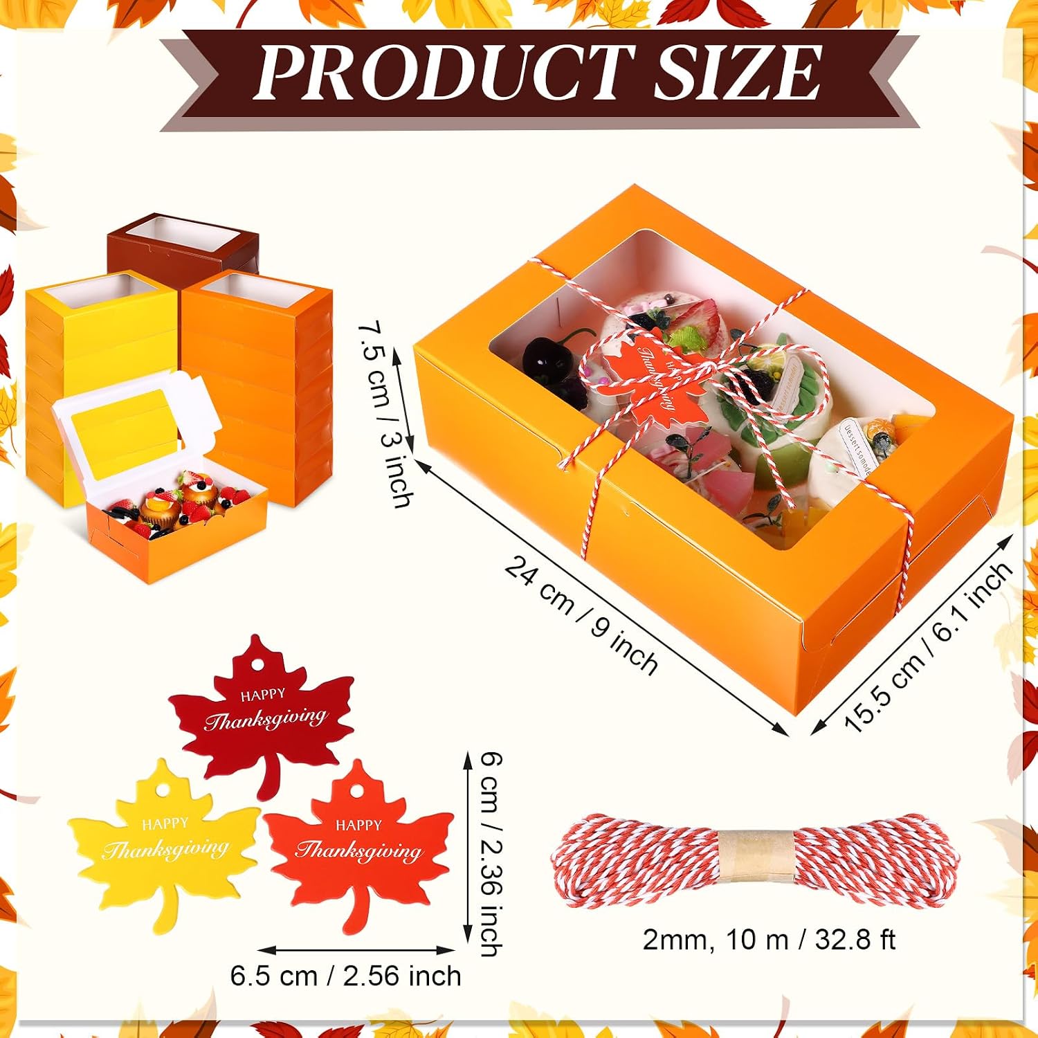 48 Pcs Fall Treat Boxes with Window 9x6.1x3 Inch Thanksgiving image 3