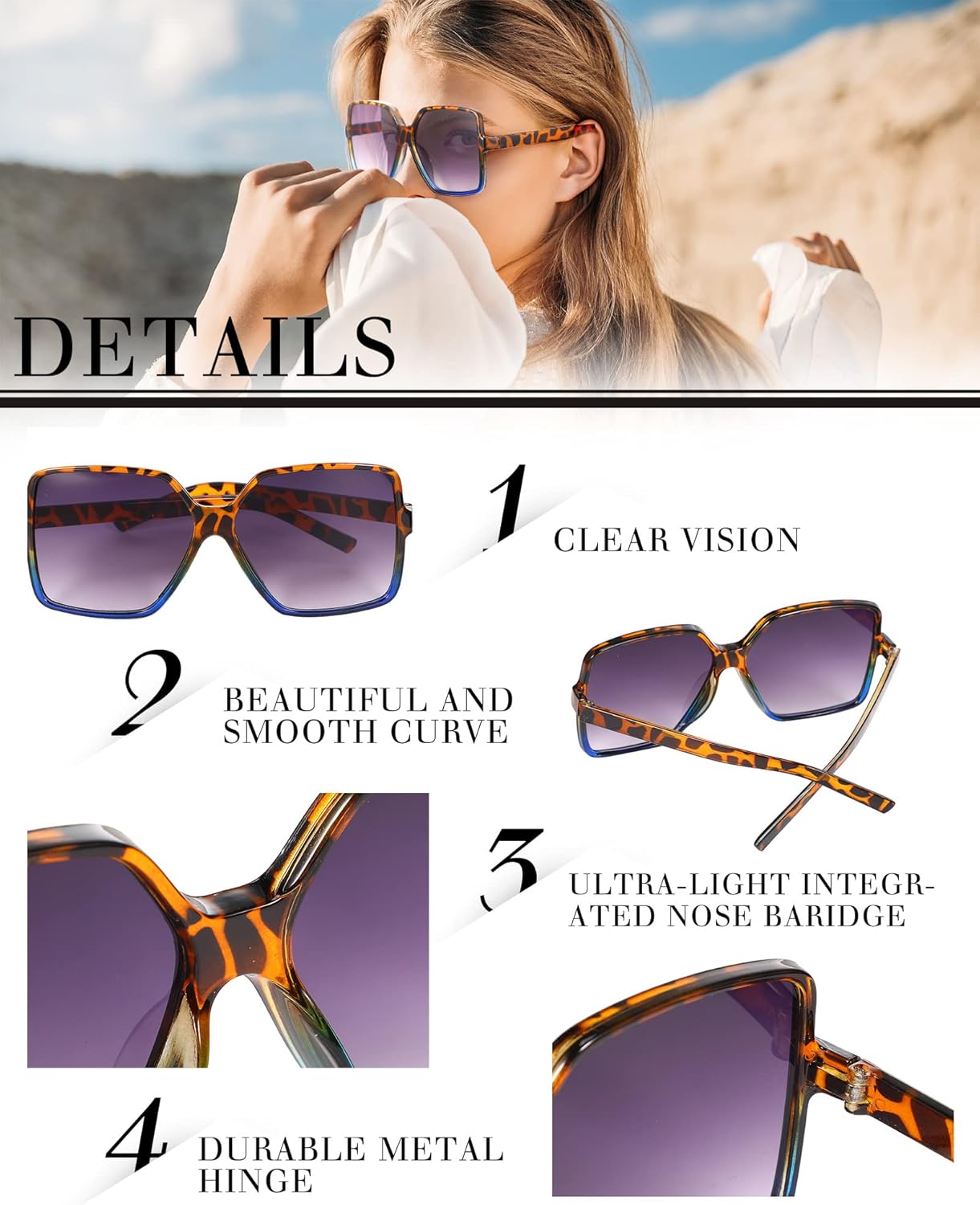 Coume 12 Pairs Square Oversized Sunglasses Shades Retro Square Sunglasses for Women Men Trendy Y2k bulk - Image 4