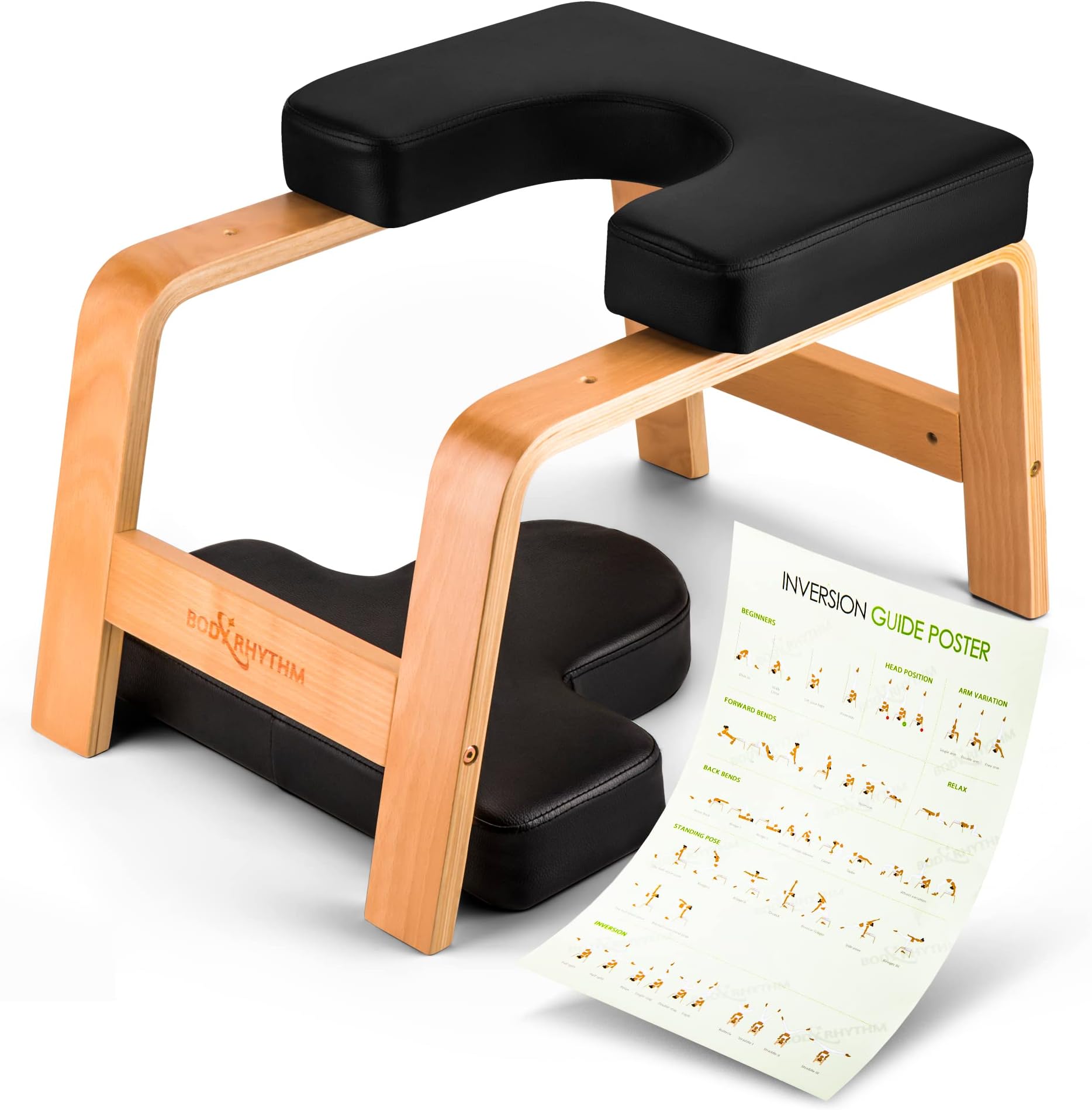 BODY RHYTHM Yoga Headstand Bench, Yoga Inversion Chair, Headstand Trainer for Relieve Stress, Improve Sleep & Digestion and Strength Training, Ideal for Home Workout, Fitness and Gym