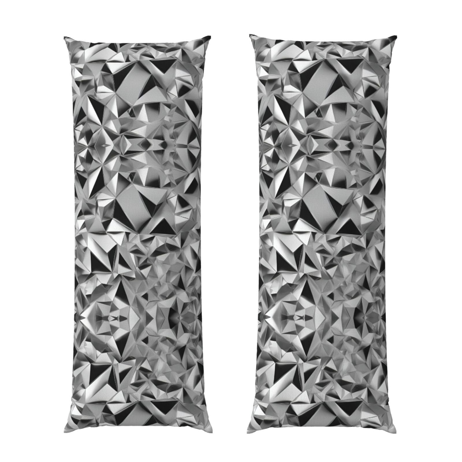 Housse de coussin de long motif géométrique argenté aux finitions soignées