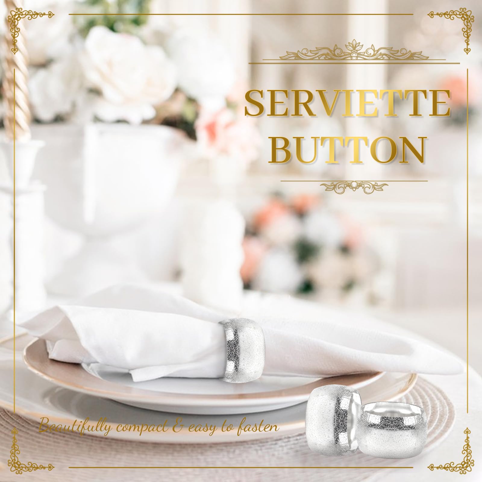 12 Ronds De Serviette Argentés En Métal - Anneaux Serviette Élégants Pour Table, Mariage Et Fête