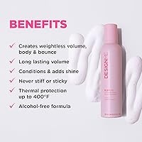 Vista 2 de Design.Me PUFF.ME - Mousse voluminizador de cabello Mousse para cabello ligero y flexible para rizos, ondas o cabello lacio, sin parabenos ni