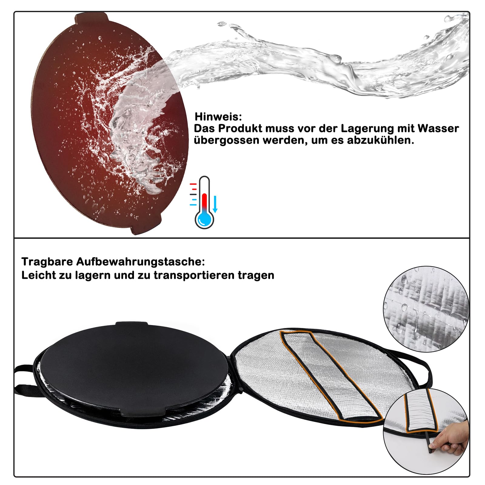 Aufun parrilla de hierro fundido con 3 patas parrilla parrilla accesorios redondo, soporte para horno holandés, Ø 45 cm parrilla para acampar, jardín, viajes