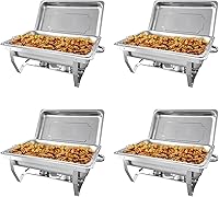 PRIJESSE 4-Pack 8QT Stainless Steel Chafing Dishes Buffet Warmers - Complete Sets with Food Pans, Water Pans & Fuel Holders for Parties