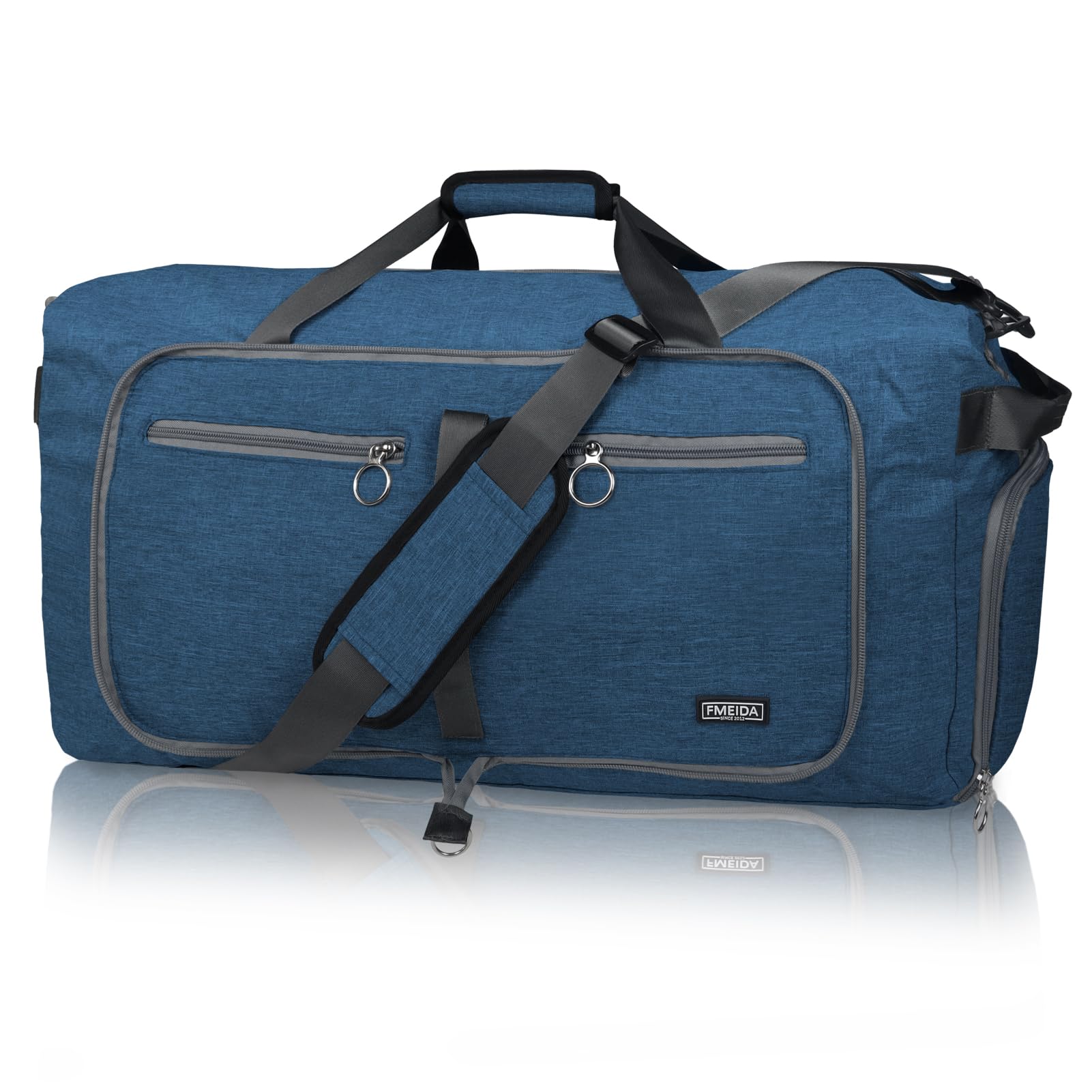Fmeida Borsone da Viaggio 65L Pieghevole Borsone Palestra Grande Capacità Borsa Sportiva Impermeabile Borse da Viaggio Uomo Donna per Viaggi Campeggio Vacanza, Blu Marino