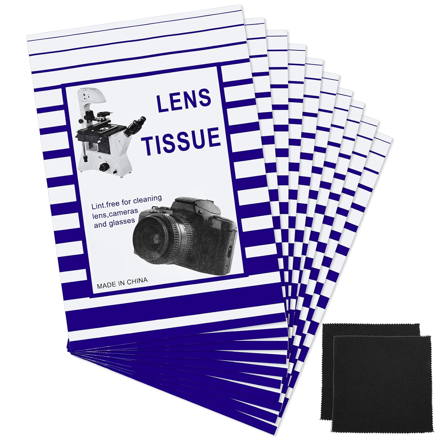 500 Pieces Lens Cleaning Paper Tissue and 2 Double Sided Cleaning Cloth