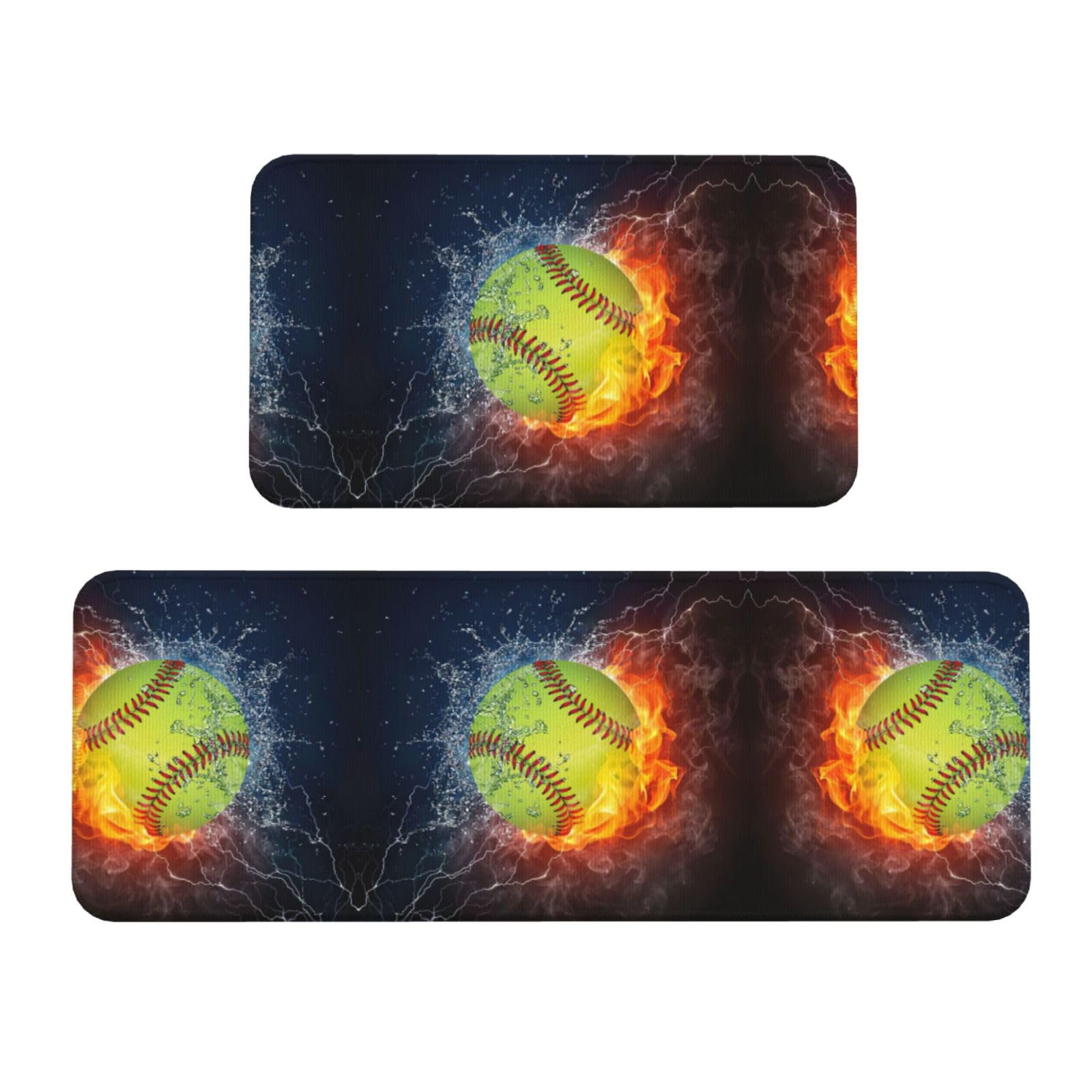 Tapis de cuisine softball anti-glisse contre les sols humides