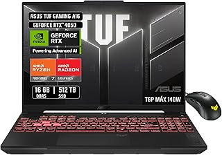 ASUS TUF Gaming A16 AMD Ryzen™ 7/ NVIDIA® GeForce RTX™ 4050/16GB/ 512 SSD FHD+ 16:10, 144Hz/ Wi-Fi 6 + Bluetooth® 5.3/ Garantía y Servicio con la Marca en México