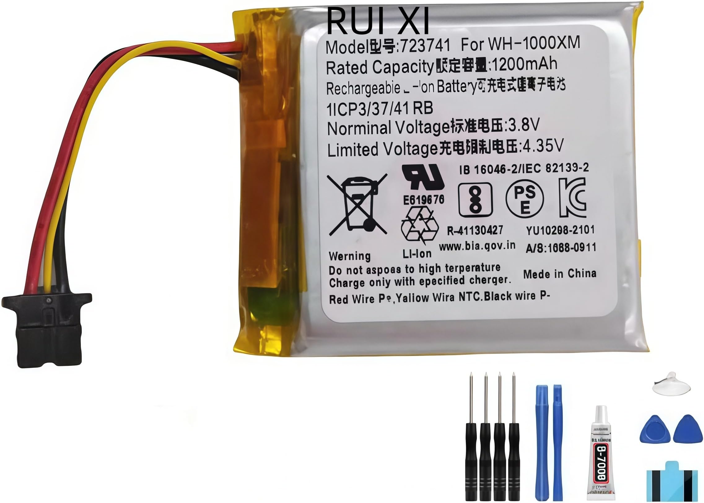 Battery compatible For Sony WH-1000XM5 XM5 723741 Wireless Headset 1200mAh 3.8V 723741 WH-1000XM5 Battery