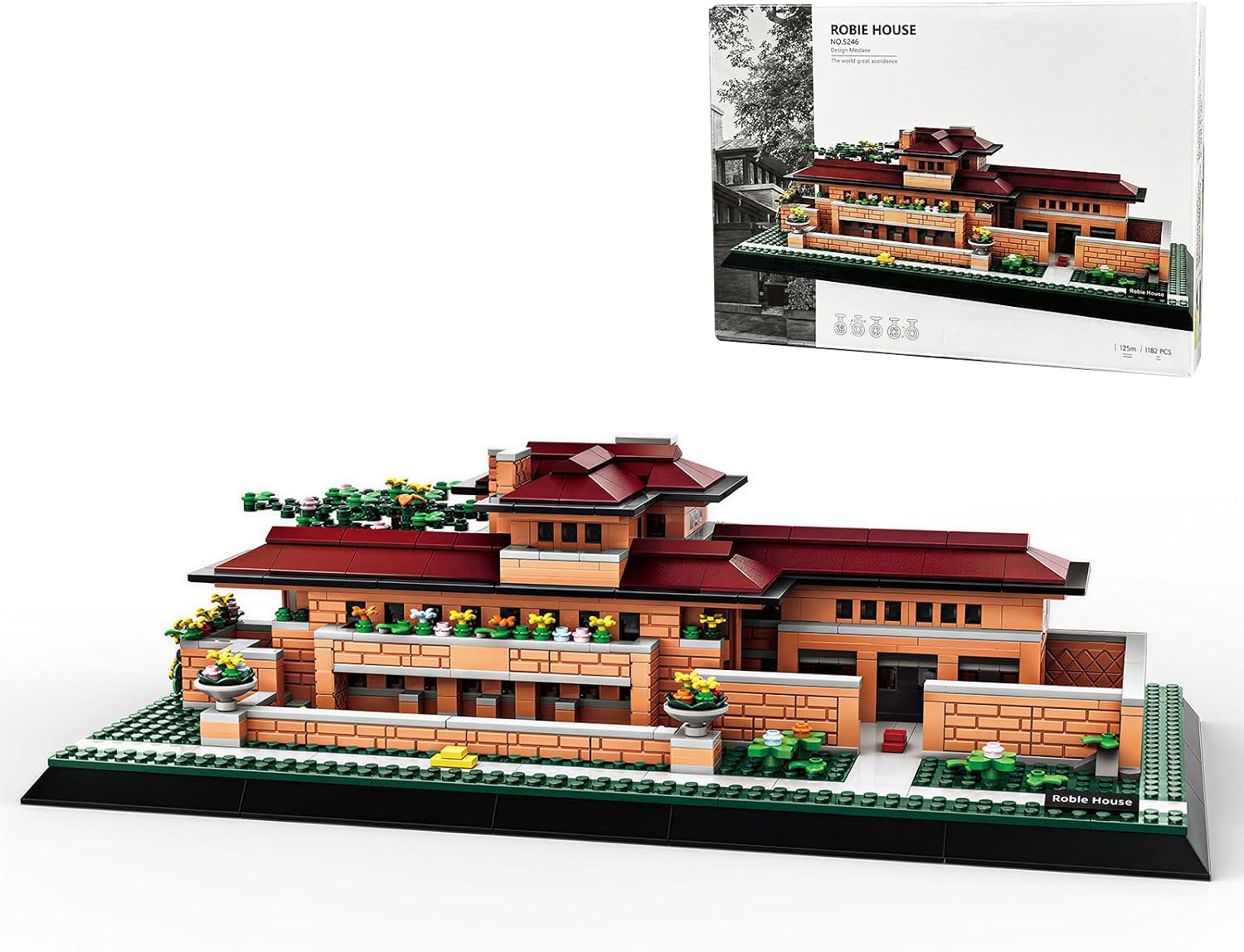 Robie House Building Block Set 1182 Pcs Authentic Prairie School Architecture Model Kit for Adults Teen Classic Chicago Famous Landmark Construction Project Home Office Desk Decor Display Gift