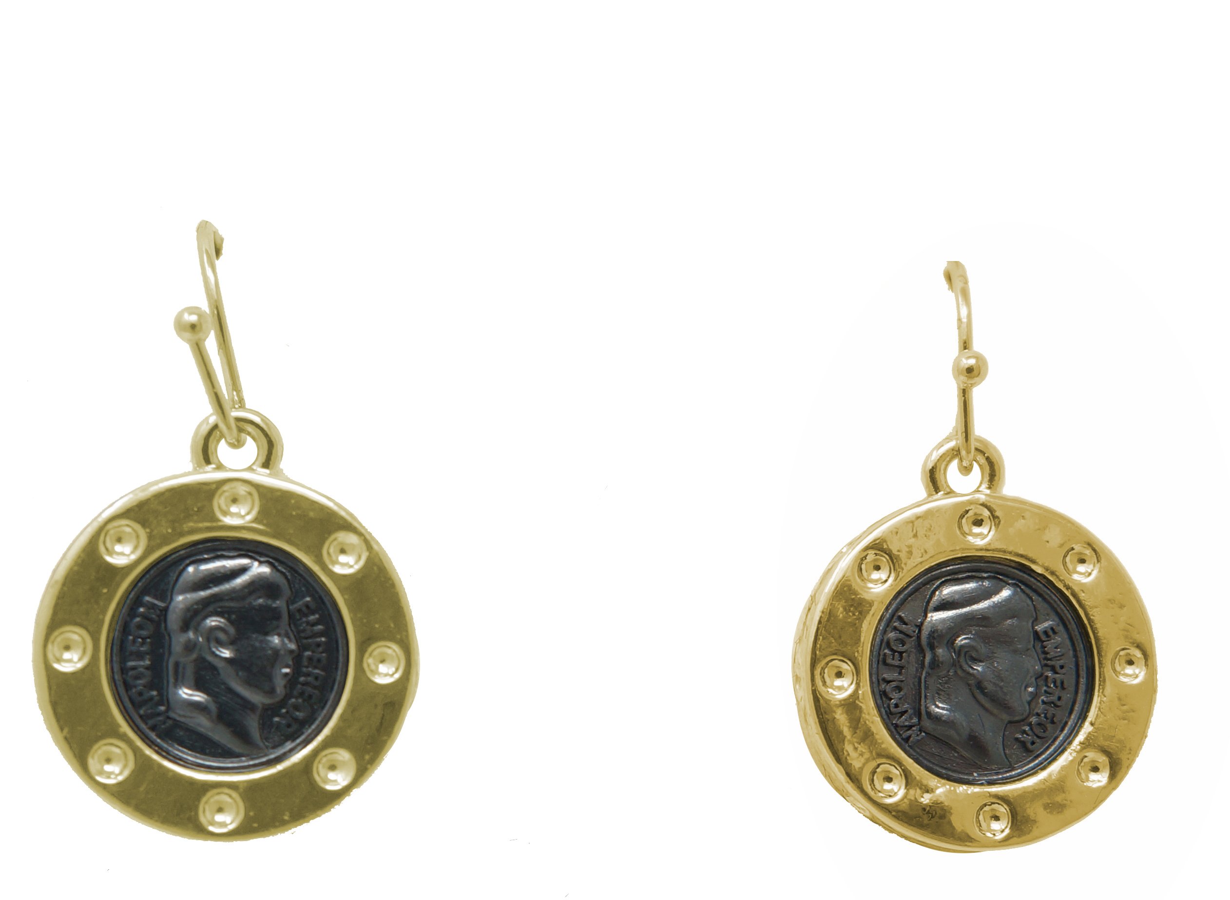 Bijoux Bobbi Womens Spanish Coin Round Gold With Hematite Center (Premium Quality)