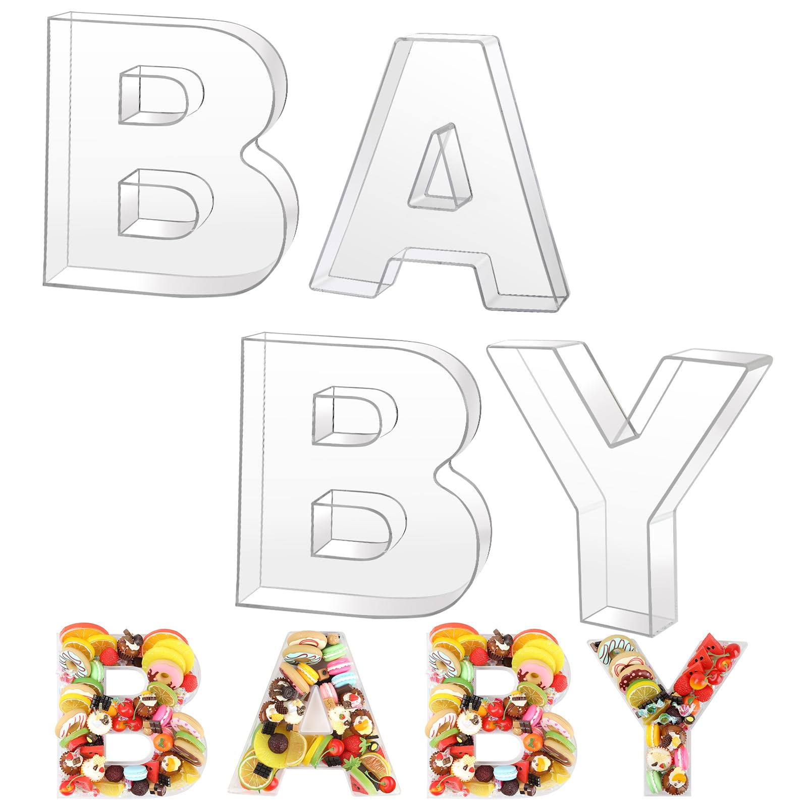 4 Pcs Baby Acrylic Clear Letter Charcuterie 10