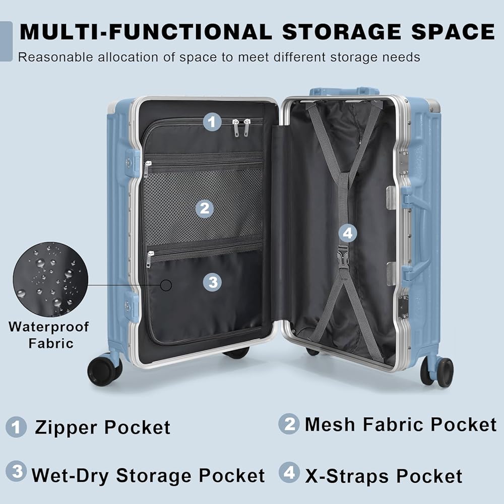 Amazon.com | AnyZip Luggage PC+ABS Aluminum Frame Zipperless