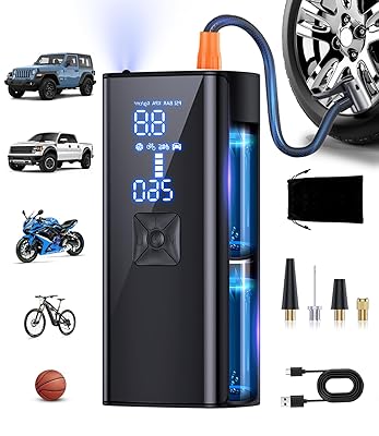 Tire Inflator Portable Air Compressor, 150PSI Tire Inflator with Pressure Gauge, 2X Faster Air Pump for Car, Blike, Motorcycle, Ball and More