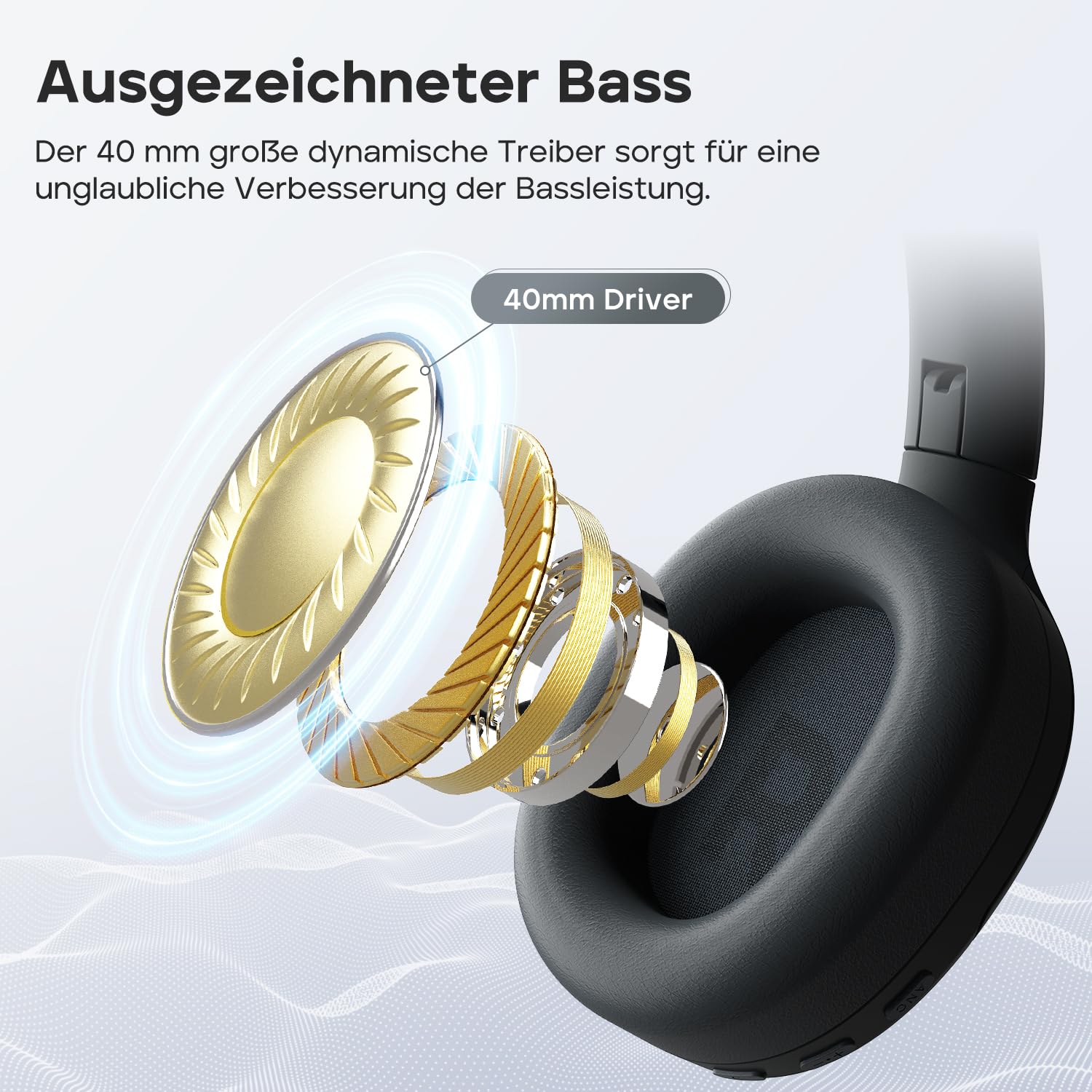 Tribit QuietPlus 81 Over-Ear Kopfhörer mit Noise Cancelling, 110 Std., Schnellladen, Bluetooth 6.0, Deep Bass, 6 EQ per App, kabelloser Bluetooth-Kopfhörer, faltbar und bequem, für Reisen und Arbeit