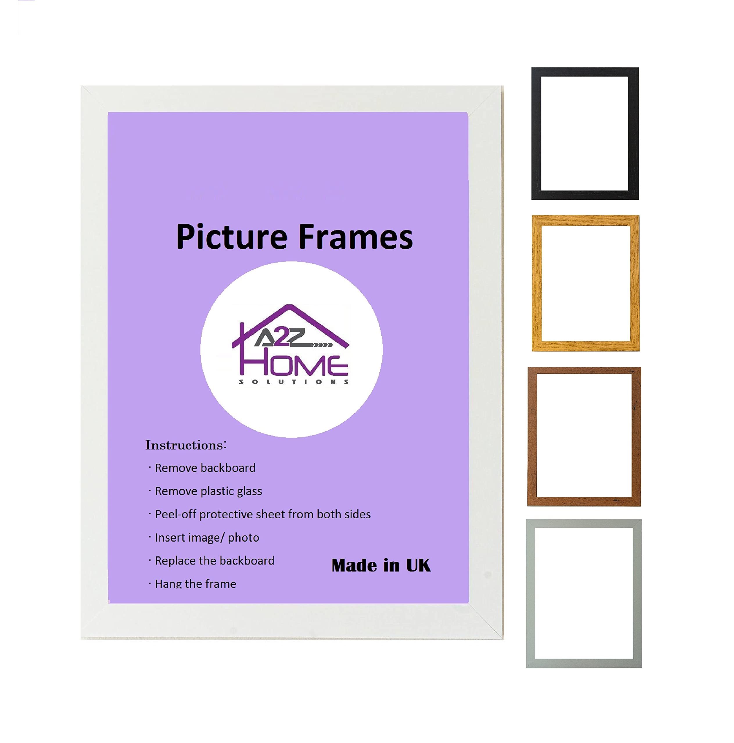 A2Z Home SolutionsLarge Poster Frame 40x60 cm Wall Hanging White Picture Frame With MDF Wood Backing Styrene Shatterproof Perspex Sheets Wall Mount Picture Frames