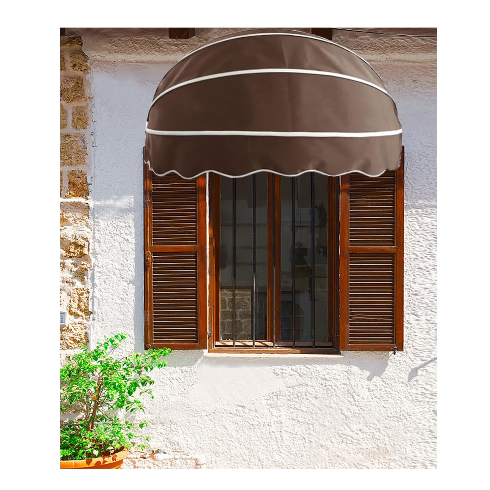 Anpassbare, Faltbare Kuppelmarkise aus Segeltuch, Teleskop-Eingangsdach für Terrasse, Balkon und Garten – 70 cm/27,55 Zoll halbkugelförmiger Fensterrollo, langlebiges und zusammenklappbares Garten