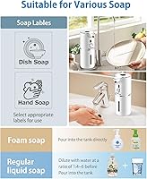 Vista 6 de Automatic Foaming Soap Dispenser 12.8oz, Rechargeable & 6 Levels Foaming Adjustable with Digital Display, Wall Mount, Waterproof, Touchless