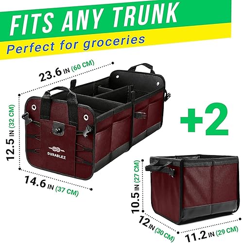 Miniatura 2 de DURABLEZ Organizador de almacenamiento plegable para maletero de automóvil con 4 compartimentos para SUV, minivan, camión, sedán, XXL, Cherrysh