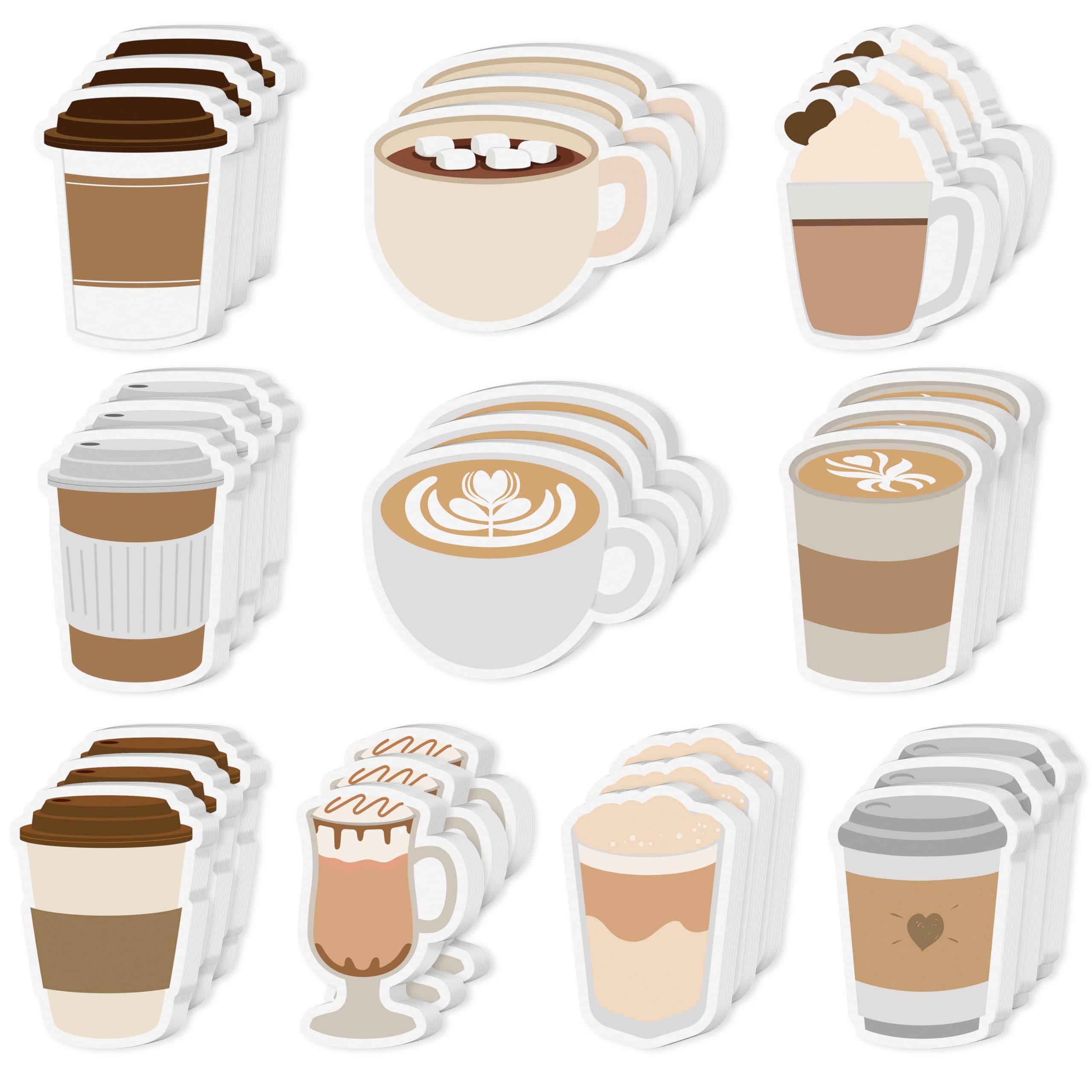 Xqumoi 30 Pack Coffee Cup Sticky Notes - Funny Self Sticky Notepads Writing Memo Pads for Coffee Lover Office School Supplies Student Kids Gift Class