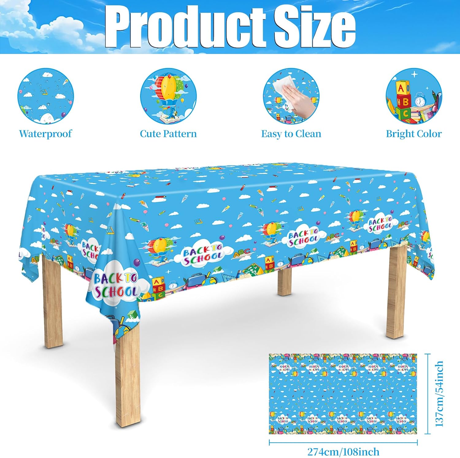 3pcs Back to School Tablecloths,Plastic Disposable Welcome Back Tablecloth for Back to School Party Supplies,54 * 108 Inches