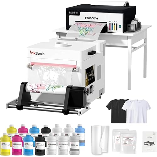 L8058 DTF Printer Machine with XP600 Printhead, A4 DTF Printer Bundle with Pre-Installed Laptop for DIY T Shirt Printing, Auto Cleaning for DIY & Custom Printing,White Ink Mixing, L8