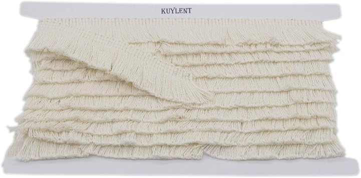 Beige Color 6 Yards Cotton Fringe Tassel Trim for DIY Decoration 1 Inch