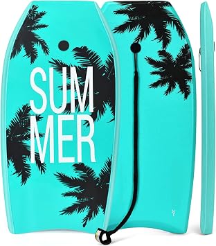 COSTWAY 33''/37'' Bodyboard, Lightweight Body Board with EPS Core, XPE Deck, HDPE Slick Bottom and Wrist Leash, Surf Boards for Kids Adults