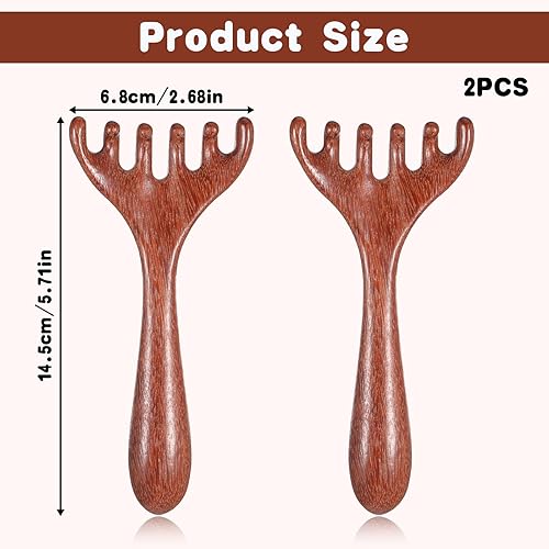Miniatura 2 de 2 peines de masaje de madera, 6 garras, masajeador de madera para cabeza, pies, herramientas de masaje de terapia de madera para cabeza, espalda,