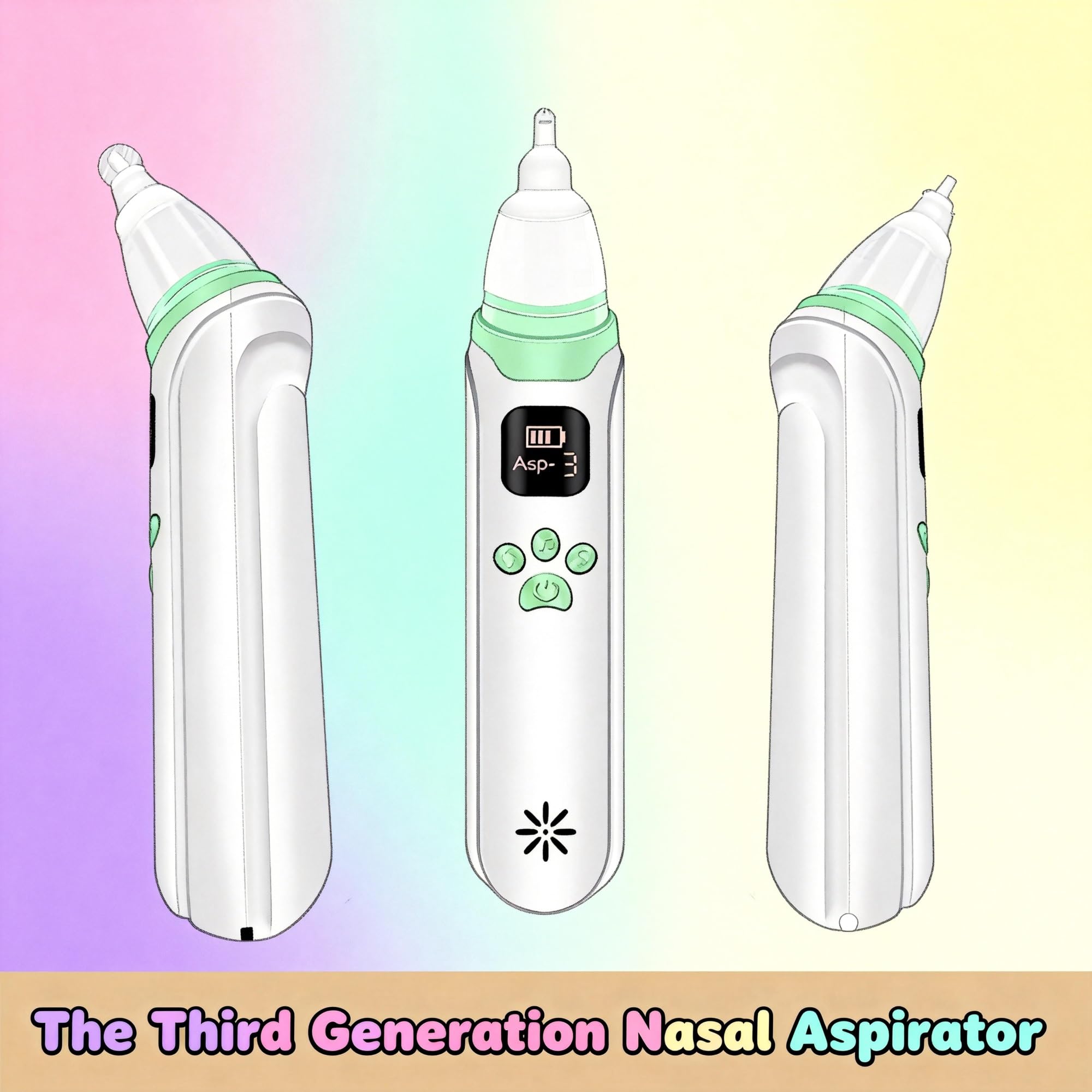 Child Aspirator for Children Snot Clean Child Nose Mucus Booger Remover 3 Suction-Levels, 3 Washable Silicone Tips,Built-in Music Light,Quiet Easy-Clean for Childs/Kids Home Use — view 8